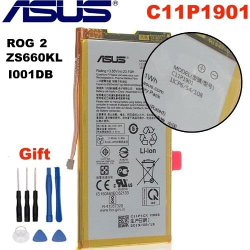 ASUS Original Battery C11P1901 6000mAh For Asus ROG Game Phone 2 Generation Battery ZS660KL I001DB High Capacity + Free Tools