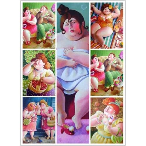 5D DIY Diamond painting Cross stitch Fat lady Full Square Diamond embroidery Beauty woman Round Diamond mosaic beach girl