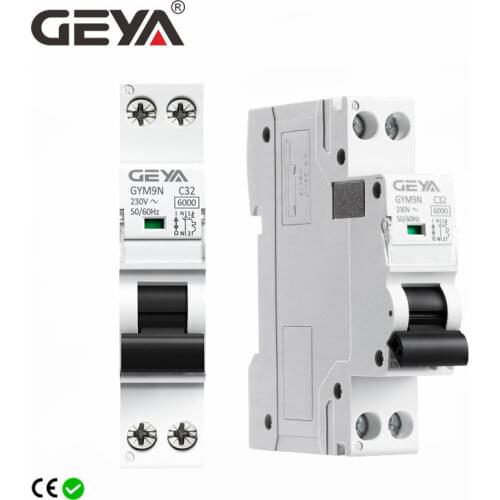 Free Shipping GEYA GYM9N DPN MCB 1P+N 6A 10A 16A 20A 25A 32A 40A 220V AC Mini Circuit Breaker