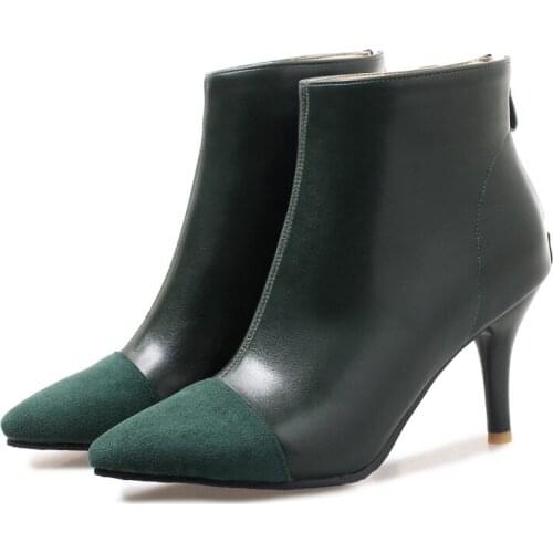 Big Size 9 10 11-17 boots women shoes ankle boots for women ladies boots Small zipper heel after stitching