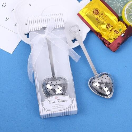 Fast shipping 100pcs wedding gift TeaTime Heart Tea Infuser Favor in Teatime Gift Box