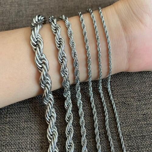 Rope Chains Stainless Steel Necklaces for Women Men High Quality 2MM-8MM Hip Hop Jewelry