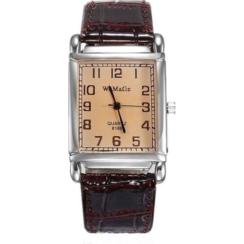 WOMAGE Watches Fashion Casual Women Watches Rectangle Watches Women Leather Band Quartz Watch Womens Watches hodinky reloj mujer