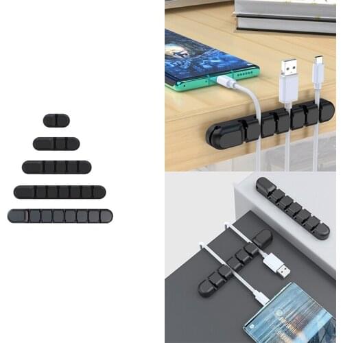 Cable Holder Organizer Winder Cable Clamp, Silicone Self-Adhesive, Non-Marking Desktop Cable Organizer