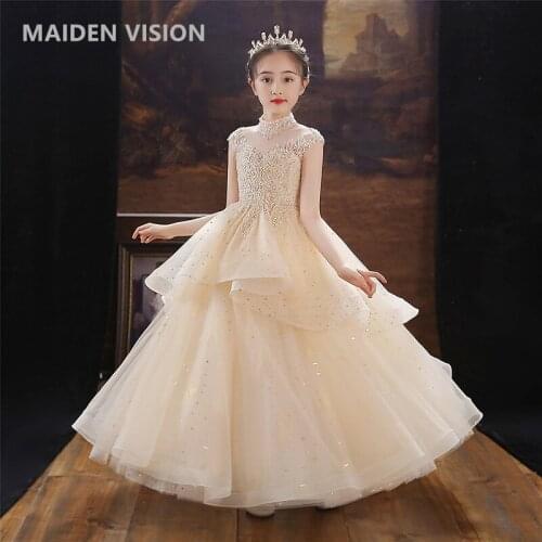 Sequin Beaded Kids Dresses For Girls Teenager Bridesmaid Flower Girls Dress Backless Children Wedding Birthday Party Dress