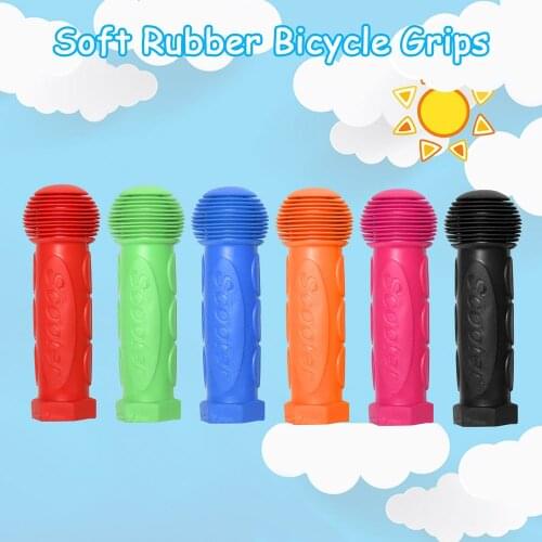 Children Rubber Grip Handle Bike Handlebar Grips Cover Anti-skid MTB Bicycle Tricycle Skateboard Scooter Grips Colorful Blue Red