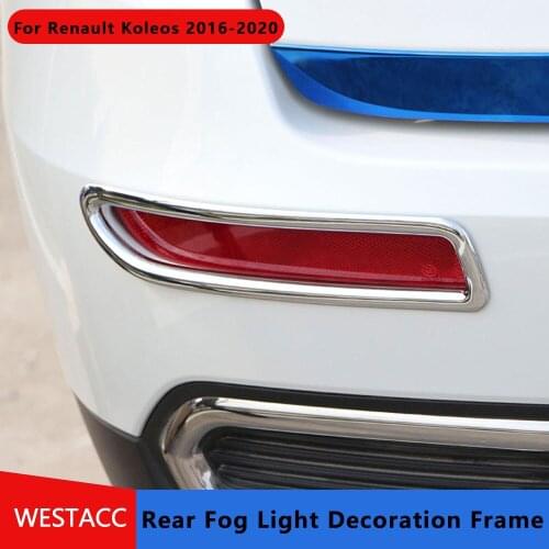 For Renault Koleos 2016 - 2020 2Pcs ABS Chrome Car Rear Foglight Lamp Decoration Frame Cover Sticker Trim Styling Accessories