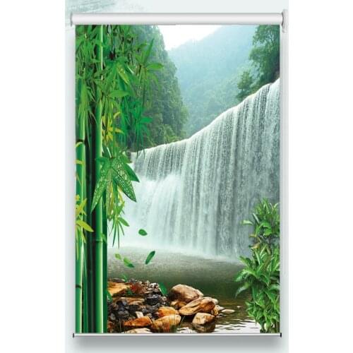 European Curtains Waterfall Nature landscape 3D Roller Blinds Window Modern Hotel Living Room Thermal Insucated Bamboo Blinds