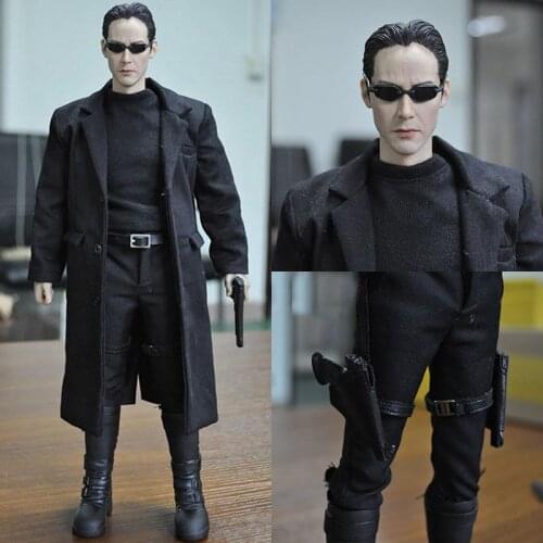 Kumik KMF034 1/6 Keanu Reeves Figure Model 12'' Male Soldier Black Clothes with Action Body Full Set Toys for Collection
