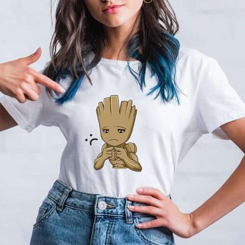Guardians of The Galaxy Groot T-shirt Funny Printed 2021 Summer Unisex Oversized T Shirt Women Couple Cute Y2k Kawaii Streetwear