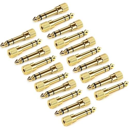 HOT-20 Packs 6.35mm (1/4 Inch) Male to 3.5mm (1/8 Inch) Female Stereo Audio Jack Adapter Converter for Guitar Headphones Amp