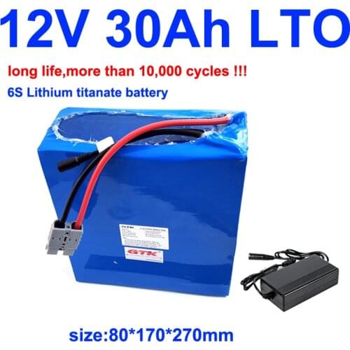 GTK 12v 30ah LTO battery pack Lithium titanate battery BMS 6S 14.4V for Household appliances light Lawn mower UPS + 5A Charger