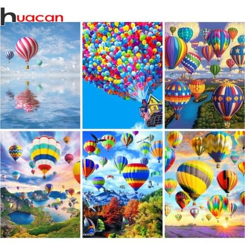 Huacan Diamond Painting Hot Air Balloon Full Drill Mosaic Scenery Home Decoration Embroidery Landscape Handmade Gift