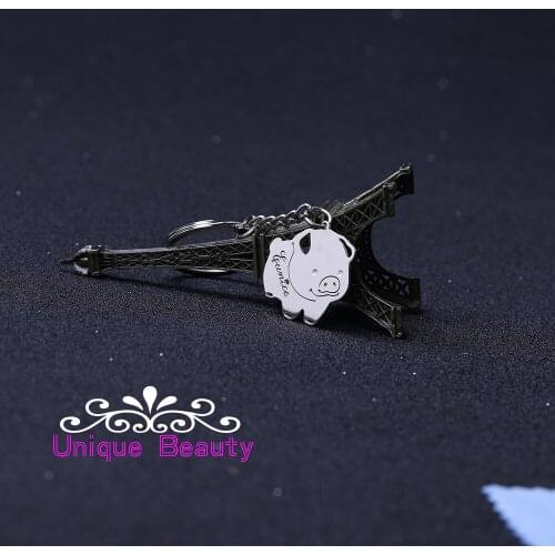 Customized Keychain 925 Solid Silver KeyChain Pig Shape With Birthstone Personalized Keychain Wholesale Christmas Gift