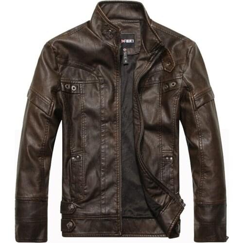 Motorcycle leather jackets men jaqueta de couro masculina Bomber leather jacket Inverno Couro mens Stand Collar Outwear Coat 5XL