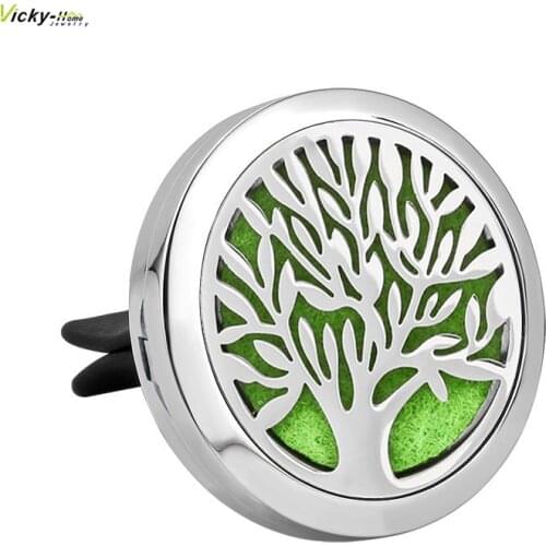 Tree of Life Magnet Diffuser 316 Stainless Steel Car Aroma Locket drop ship Essential Oil Car Diffuser Lockets