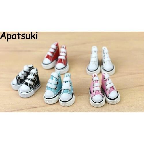 6Pair/lot 3.5cm Canva Shoes For Blythe Dolls Causal Shoes For Barbie Doll House Mini Shoes For 1/6 BJD Doll Accessories Toy