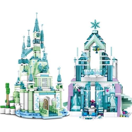 Castle House Set Movies Froz Snow World Magical Princess Ice Palace Building Blocks Bricks Creator Girl Toy Compatible 41148