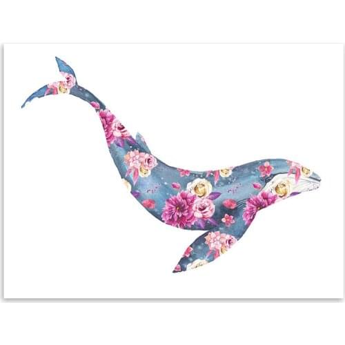 Wall Art Nordic Canvas Painting Flower Whale Pictures HD Prints Home Decoration Modern Modular Poster Minimalist For Living Room