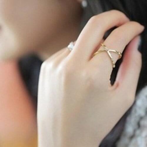 Cheap womens fashion explosion models hollow point x cross-dimensional female ring wholesale