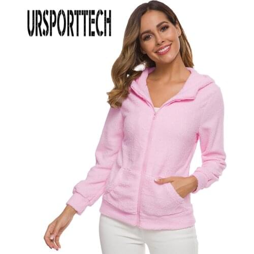 New Hoodie Sweatshirt Women Pink Oversized Zipper Hoodies Winter Hooded Sweatshirt Long Sleeve Hoodies Women Coat Outwear