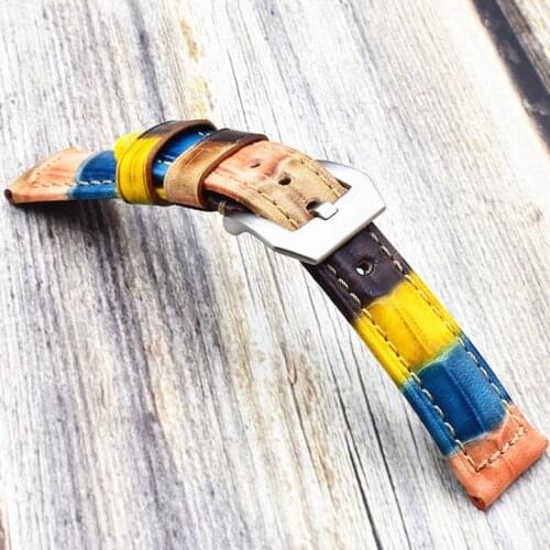 New 1PCS genuine cow leather very strong Watch band watch strap beautiful color 22mm 24mm size available - WB200530