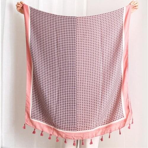 New Soft 100% Natural Viscose Scarf Women Brand Ombre Geometric Plaid Pashmina Shawl Femme Long Bandana Bufandas Foulard Hijab