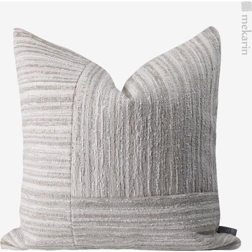 Original design model room sofa pillow living room pillow simple beige texture stripe stitching square pillow seat cushion