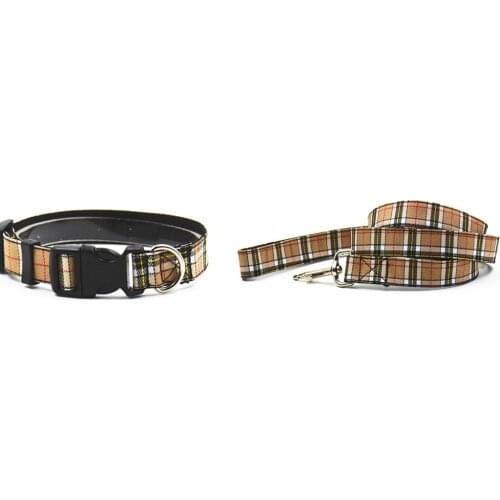 Dog collar leash nylon adjustable size for small and medium sized dogs S L pet collar lead Beige Red supply