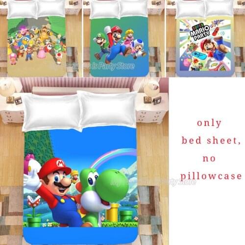 Super Marios Bro Bed Sheet Switch Game Polyester Fitted Sheet Cartoon Printed Sheet Mattress Bedroom Bedding No Pillowcase Gift