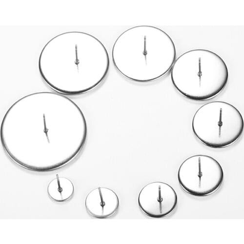 20Pcs/lot 6mm-25mm Stainless Steel Earring Studs Blank Base Cabochons Button Earrings For DIY Jewelry Making Findings Supplies