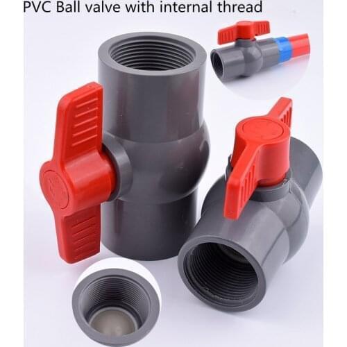 1Pc 1/2,3/4,1,1.2,1.5,2 Inch PVC Pipe Female Thread Valve Aquarium Garden Irrigation Ball Valve Fish Tank Water Pipe Valve