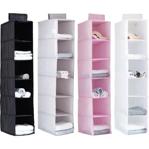 Foldable Hanging Wardrobe Organizer Holder Storage Bag Closet Shelf Cloth Hanger Rack Container 94PF