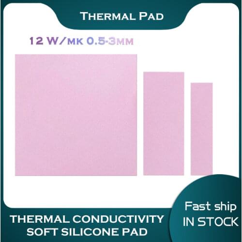 Thermal Conductivity Soft Silicone Pad Gap Filler 12W/m.k 0.5-3mm For CPU / GPU / RAM / SSD / HDD Computer Cooling
