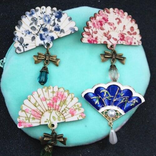 Timlee BD X369 Vintage Flower Fan Pins Imitation Pearl Metal Brooch Pins Fashion Jewelry Wholesale