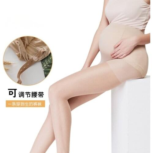 Thin type of pregnant women socks stockings light abdominal pantyhose leg leggings adjustment buttons Big yards