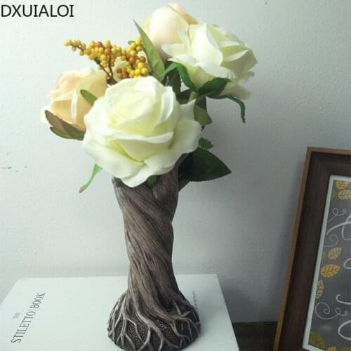 DXUIALOI Creative Abstract Dryad Vase Decoration Resin Crafts Indoor Balcony Desktop Flower Arrangement Vase Home Decoration