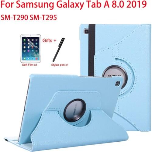 360 Degree Rotating Smart Case For Samsung Galaxy Tab A 8.0 2019 SM-T290 T295 T297 PU Leather Flip Stand Tablet Cover Shell