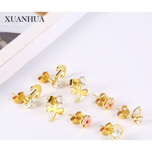 XUANHUA Charm Anchor Earrings Stainless steel Jewelry Woman Vogue 2019 Stud Earrings For Women Fine Jewelry Accessories Bohemian