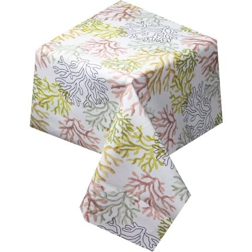 Zeren Home Pink Sea Mercanı Pattern Carefree Table Cloth 160x160 cm