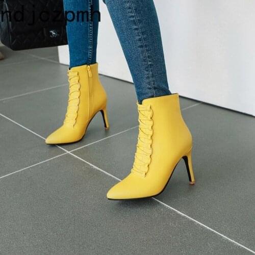 Womens Boots New Autumn And Winter fashion zipper sexy High heel Ankle boots Womens shoes plus size 31-48 8.5cm high black
