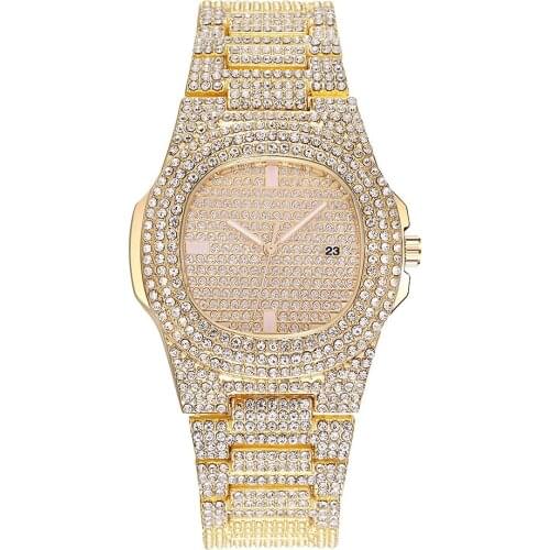 Women Full Diamond Watches With Date Casual Luxury Bracelet Rhinestone Wristwatches Relogio Feminino Reloj Mujer