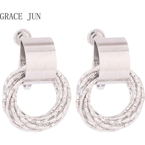 GRACE JUN 2 Colors Choose Screw Clip on Earrings No Pierced for Women Party Prom Statement Earrings Needn't Ear Hole Ear Clip