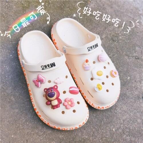 10pcs/set 3D Shoe Decoration Buckle croc Charms cute small bear letter M chocolates strawberry lollipop egg Accessories
