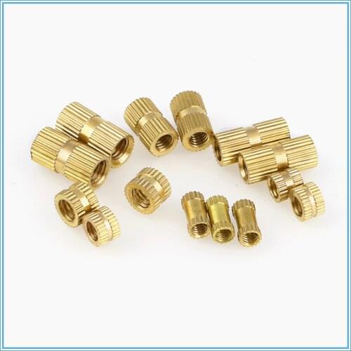100pc Copper Inserts Brass Double Pass Knurl Nut M2 M2.5 Embedded Fastener