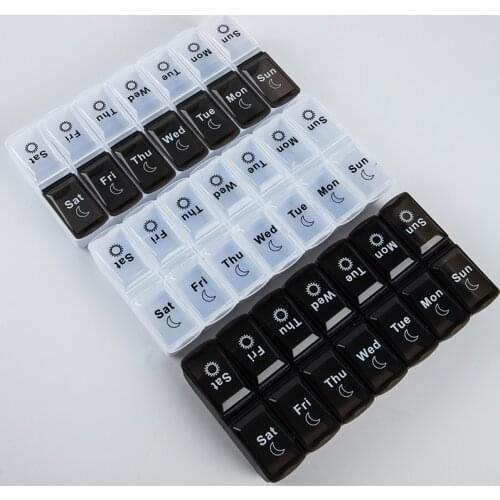 2 Row (AM PM) 7 Days Weekly Pill Case 14 Grids Medicine Tablte Dispenser Organizer Pill Box Pill Storage Organizer Container