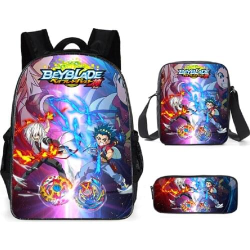 2021 3pcs/Set Backpack Beyblade Burst Evolution Backpack Shoulder Bags 3D Print Fashion School Bag Mochilas Student Backpack