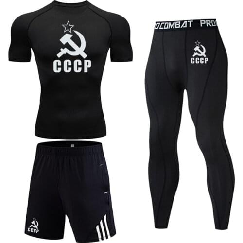 2021 High Quality MMA Mens Compression Sportswear Suit Gym Tights Training Workout Jogging Quick-Drying Clothing