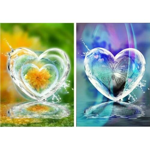 5d diamond painting heart-shaped crystal flower round diamond full diamond cross stitch diamond embroidery decorative painting