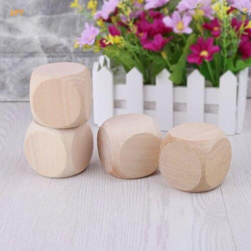 5cm 6 Sided Blank Wood Dice Party Family DIY Games Printing Engraving Kid Toys XX